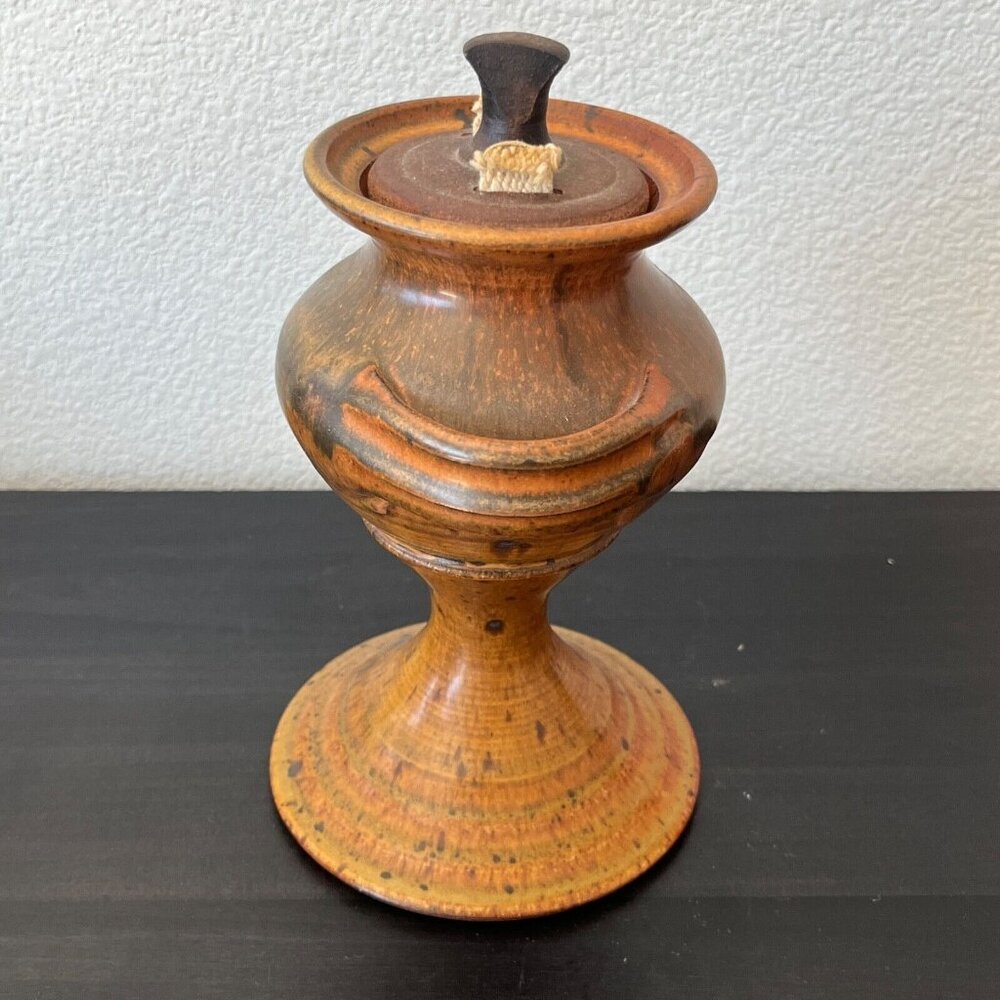 Studio Art Pottery Stoneware Oil Lamp Two Wicks 9" Vintage 1970s - Picture 3 of 9